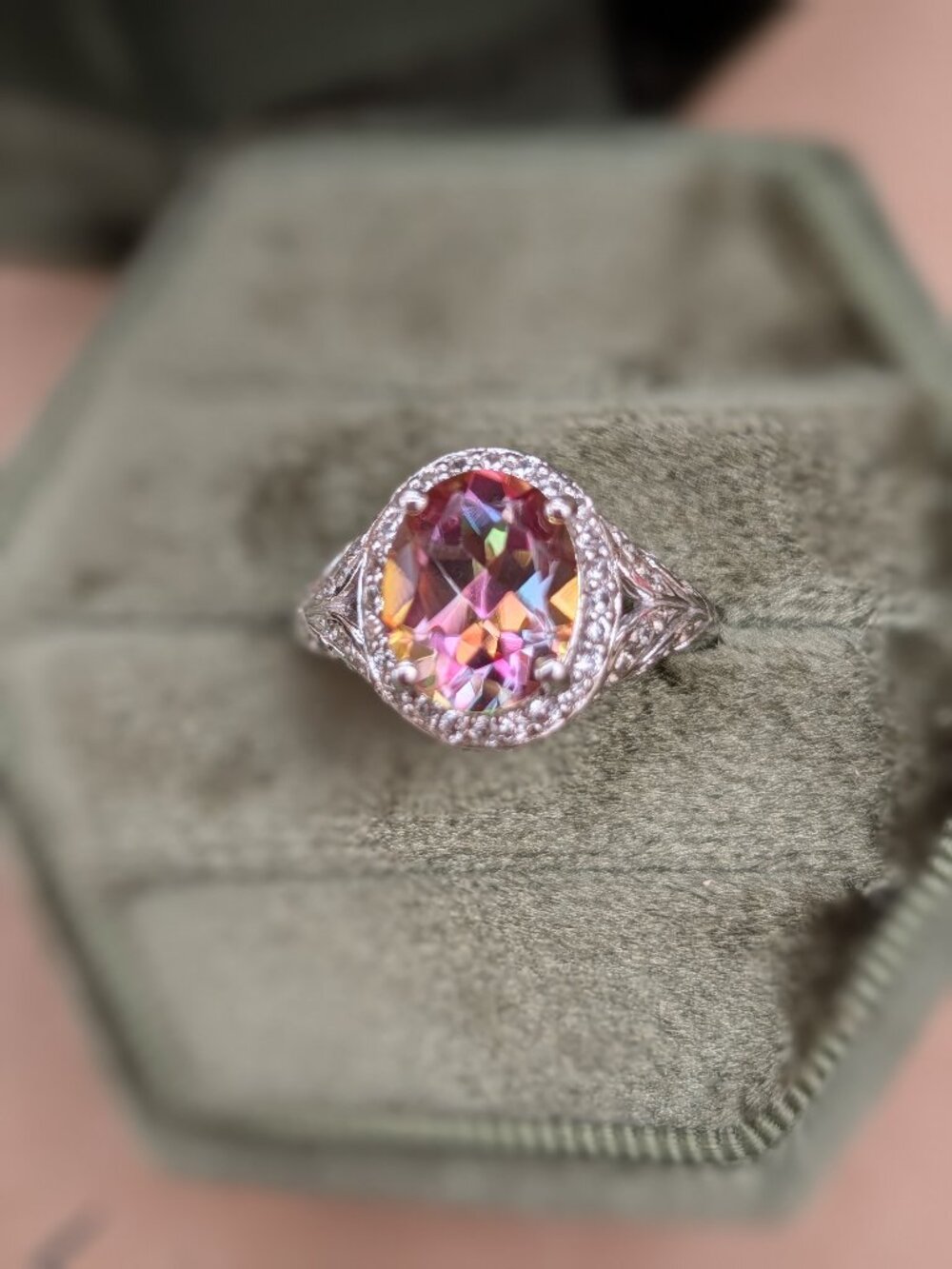 Vintage Twilight Fire Topaz Sterling Silver Ring, Stamped BBJ Size 7